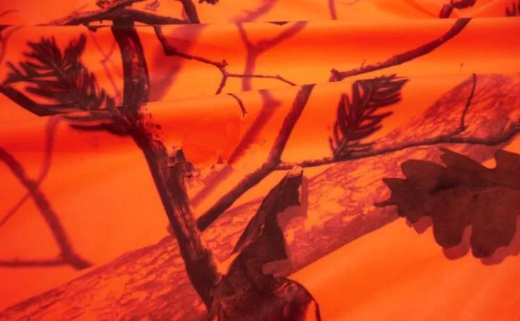 1.5M Width Tangerine Bionic Camouflage Cloth Polyester Knitting Elastic Soft Tree Camo Fabric for DIY Scarf Shirt Sofa Cover |