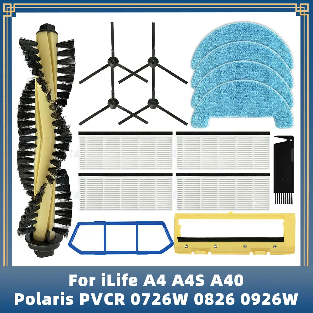 

For iLife A4 A4S A40 Polaris PVCR 0726W 0826 0926W Amibot Spirit H2O Robot Vacuum Spare Parts Main Side Brush Hepa Filter Mop