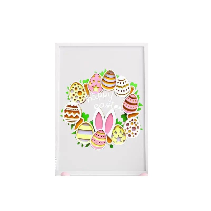 

Colorful Easter Bunny Wreath Door Wall Ornaments Happy Easter Adorable Bunny Eggs Wreath Decoration Creative Party Home Decor