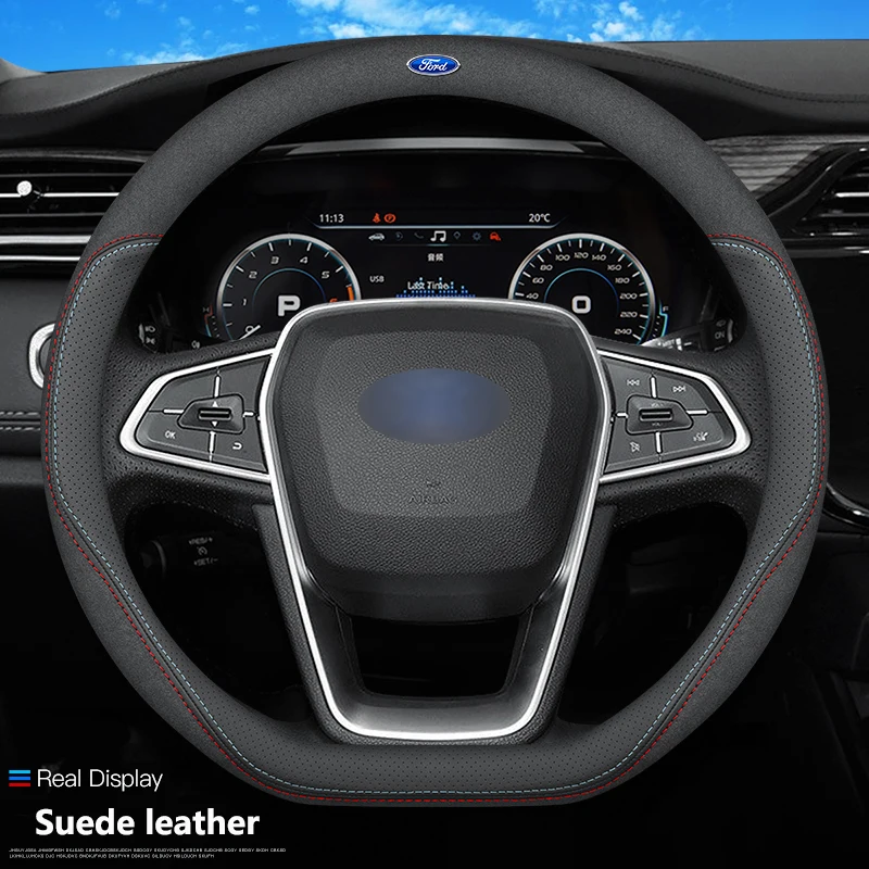 

Car Steering Wheel Cover D Shape for Ford Focus (RS | ST | ST-Line) Kuga (ST-Line) Ecosport (ST-Line) Car Interior Accessories