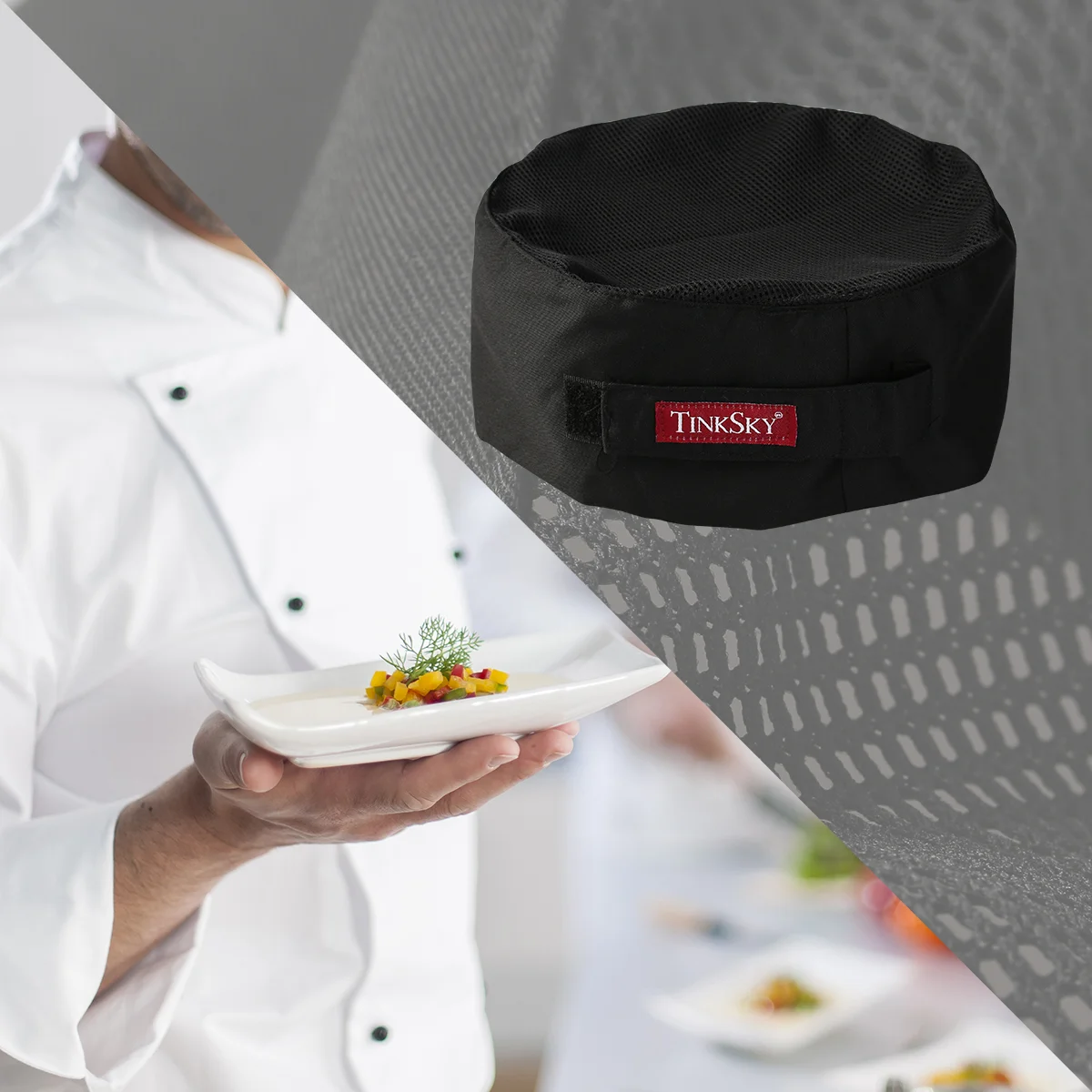 

Hat Mesh Professional Chef Beanie for Cooking Baker Kitchen Restaurant ( Black )