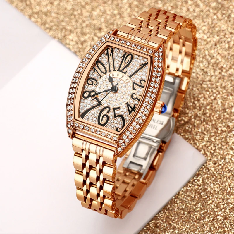 Enlarge 2022 New Luxury Diamond Watches For Women Fashion Quartz Ladies Watch Tide Barrel Shape Waterproo Montre Femme Luxe Dropshipping