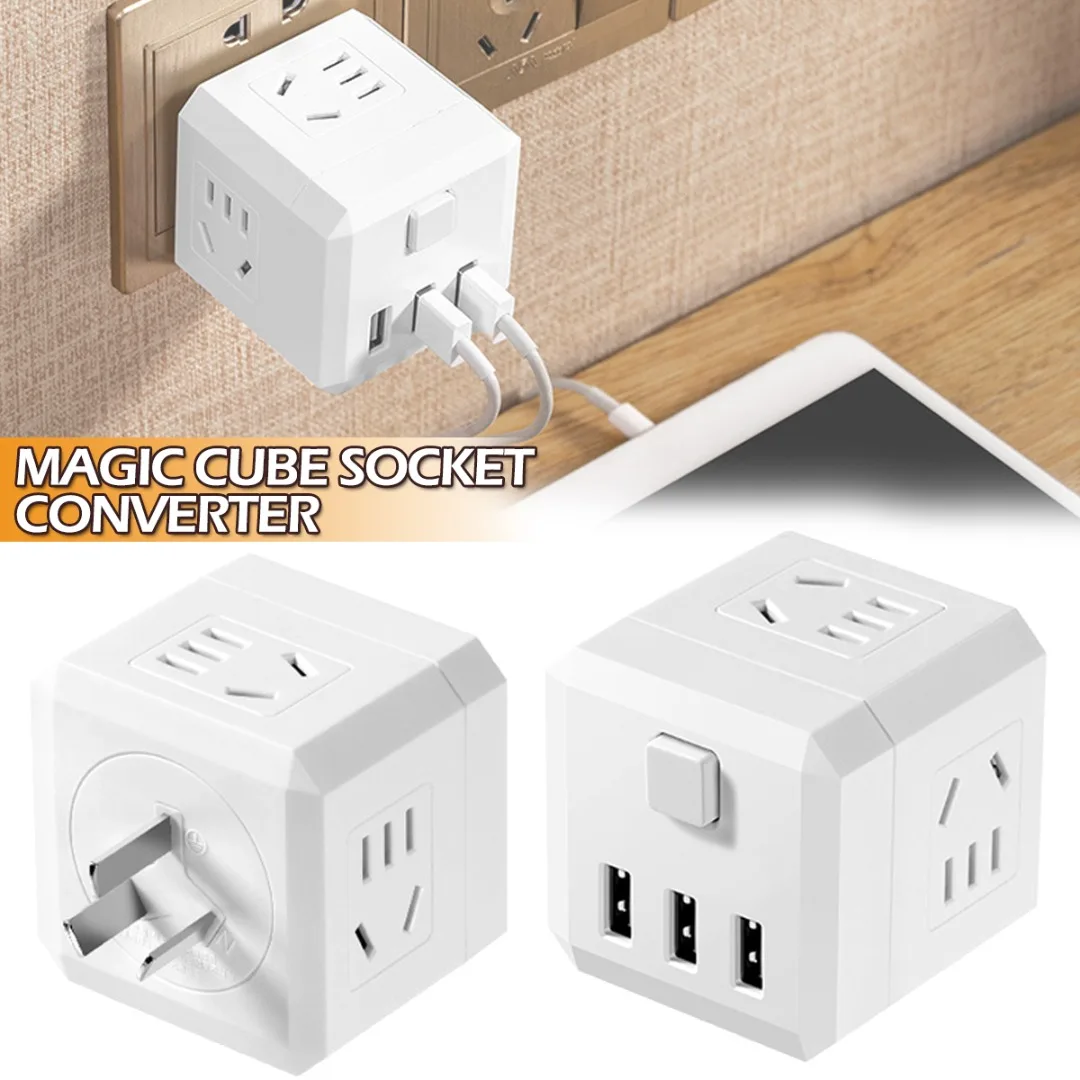 

Mayitr 1pc White Multi Plug Outlet Extender Durable Cube Socket Converter Plugs USB Wireless Wall Adapter