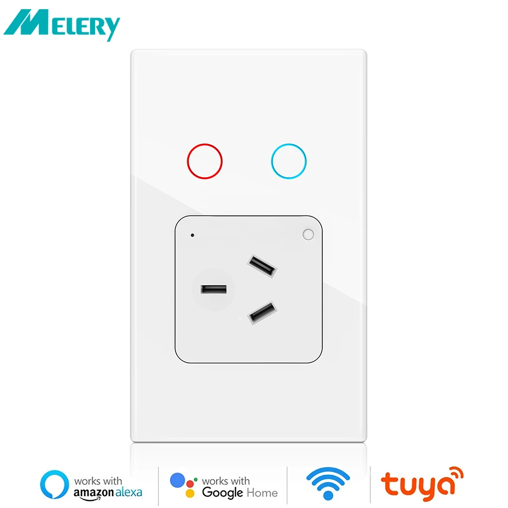 

Melery AU Plug Tuya Australia WiFi Light Wall Switch Socket Outlet House Intelligence Touch Sensor Interrupter Alexa Google Home