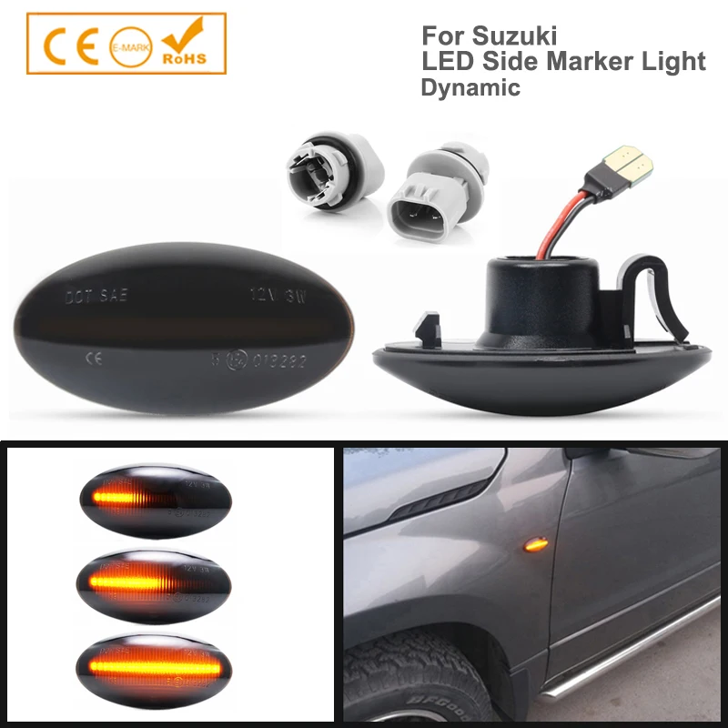 

2Pcs Dynamic LED Side Marker Lights Turn Signal Lamps For Suzuki Swift Jimny SX4 APV Alto Ignis Splash Vitara Baleno Celerio