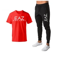 mens tracksuit two pieces sets fitness sport suit short sleeve t shirttrousers mens casual sportswear suits mens clothing