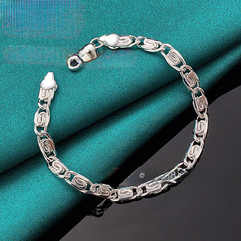 Женские и мужские браслеты из серебра 925 пробы цепочка с отверстиями модный