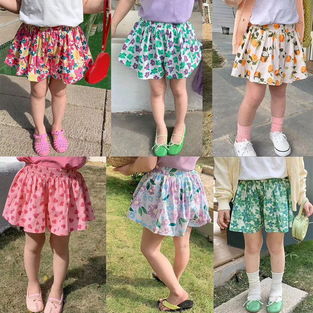 Kawaii Newborn Baby Girl Bloomers Short Pants chiffon Floral underskirt Shorts For 4 6 8 10 Yrs Girls Summer Trousers Toddler