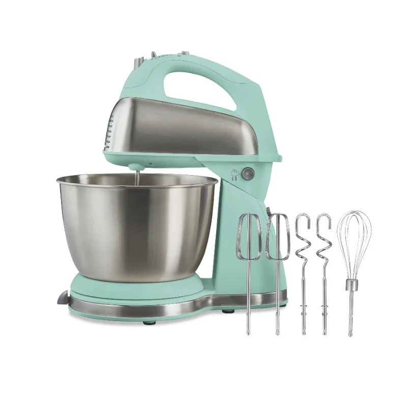 

Hamilton Beach Classic Stand Mixer, 4 Quart Stainless Steel Bowl, 6 Speeds, Aqua Blue, 64658