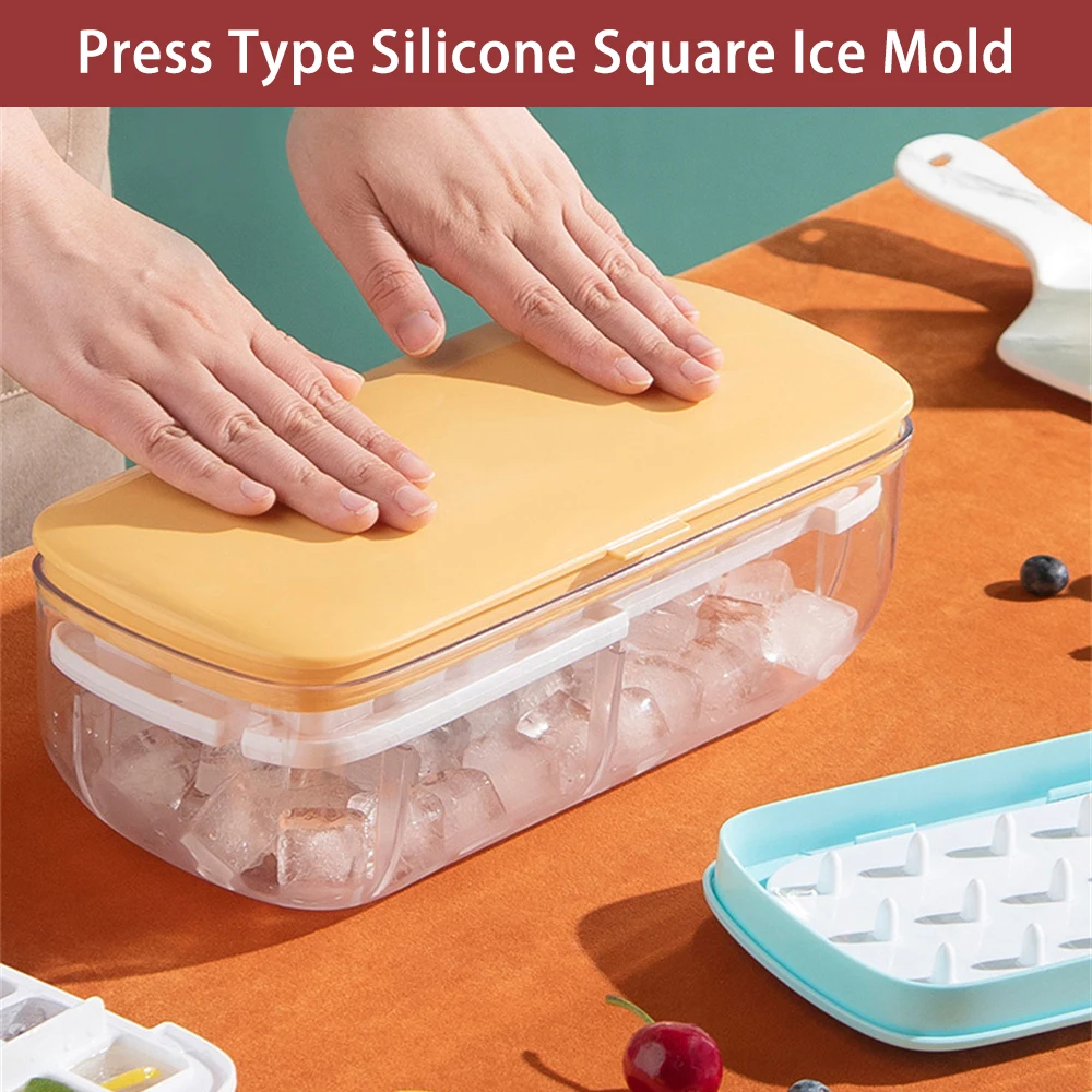

Multifunction 2 In 1 New Ice Cube Trays And Box With Lid Silicon Bottom Mold Making Mould Box for Cool Drinks Kitchen Bar Tool