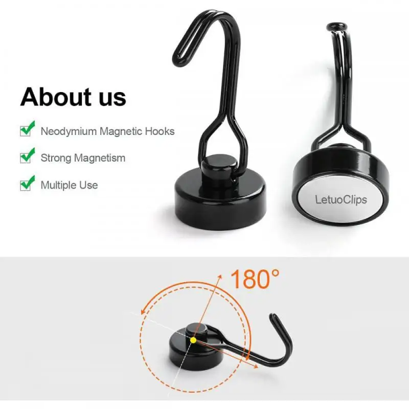 1-8PC Heavy Duty Magnetic Hook Strong Neodymium Magnets Hooks For Refrigerator Grill Key Towel Holder Kitchen Home Accessories