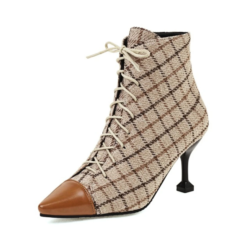 

ZA Ankle Boots, Women, Autumn and Winter 2022 Fashion Classic Elegant Pointed Toe Zipper High Heels, Large Size 48, Mixed Color