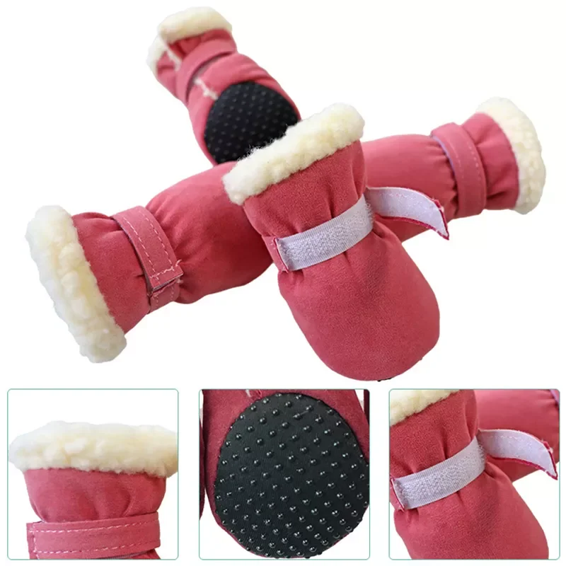 

2023NEW Super Warm Pet Dog Cat Shoes Dog Boots Winter Puppy Cat Rain Snow Booties Footwear for Small Dogs Chihuahua Non-slip