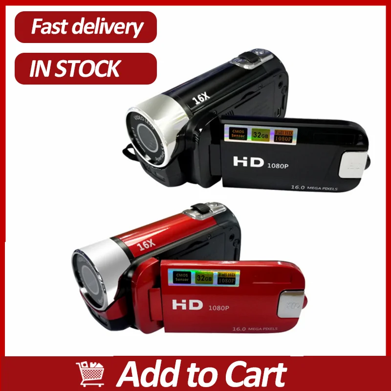 Цифровая видеокамера 720P Full HD TFT LCD 24MP DV вращающийся на 270 градусов экран 16X зум для