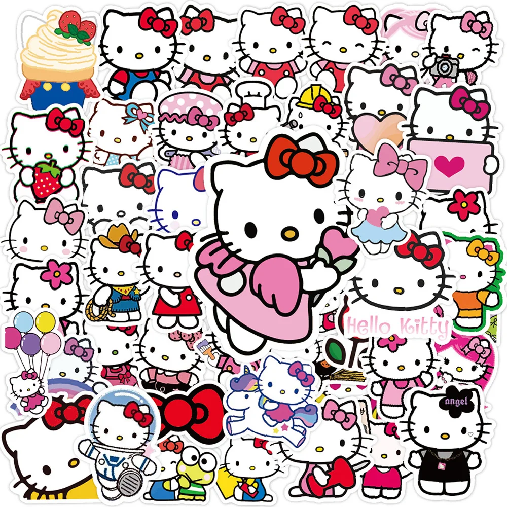 

10/30/50pcs Hello Kitty Cartoon Stickers Kawaii Sanrio Sticker Car Diary Scrapbooking Suitcase Stationery Notebook Kid Decal Toy