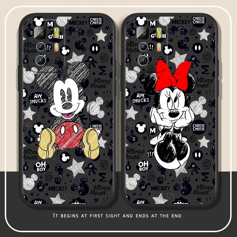 

Fashion Disney Mickey Minnie Phone Case For Xiaomi Redmi Note 5 5A 6 8 9 9S 10 11 11S 12 Pro Plus Max 4G 5G Black Funda Cover