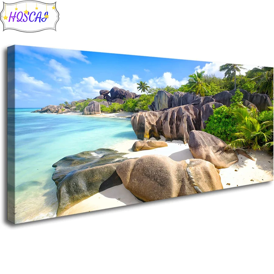 5D DIY пляжный природный пейзаж круглая дрель алмазная живопись вышивка крестиком