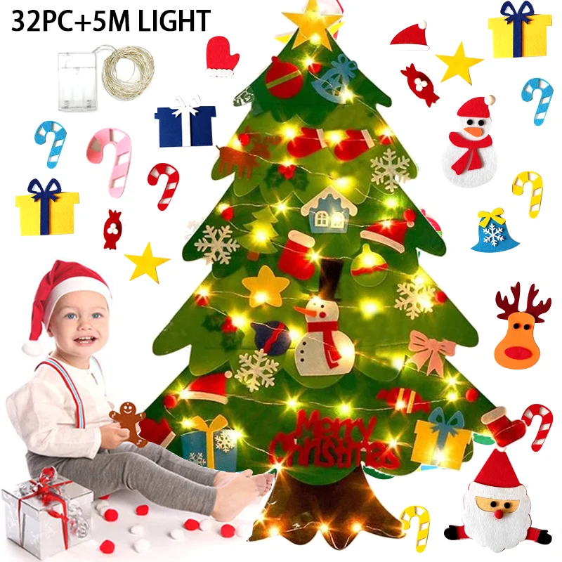 

DIY Felt Christmas Tree Merry Christmas Decorations For Home 2021 Cristmas Ornament Xmas Navidad Gifts Santa Claus New Year Tree