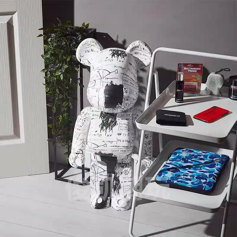 

Bearbrick Figure Violent Bear 400% Toy Doll Basquiat 8th Generation Model Building Block Bear Model Statue Sculpture Decoration