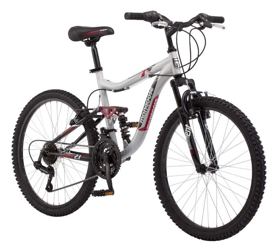

Ledge 2.1 Mountain Bike, 24-inch wheels, 21 speeds, boys frame, Silver/Red