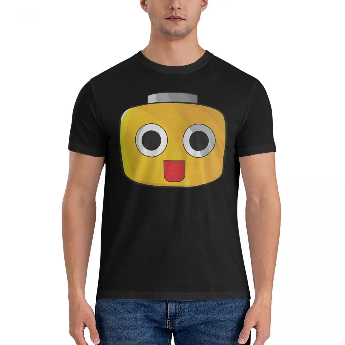 Мужская Винтажная футболка с коротким рукавом и круглым вырезом из чистого