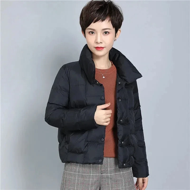 

Down Cotton Jacket Women Short Fashion Lightweight Winter Padded Coat Female 2022 New Korean Large Size Single Breasted Parkas