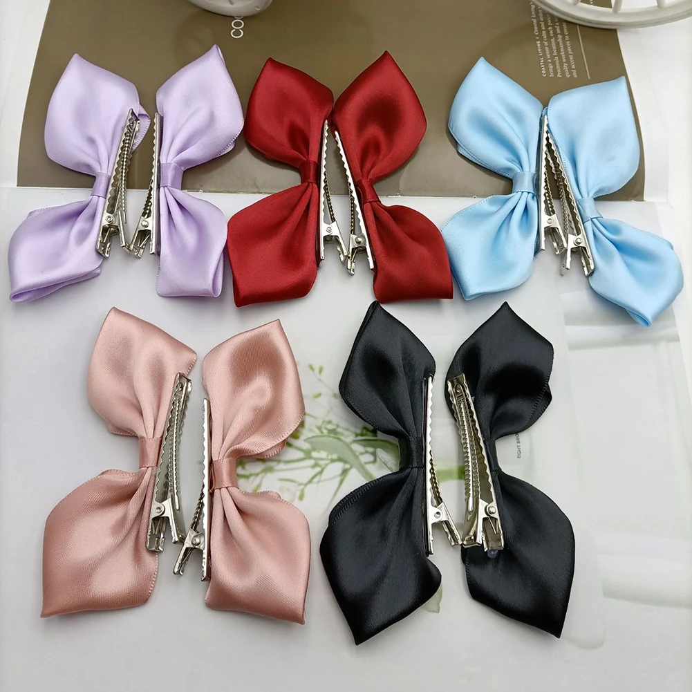 

2Pcs/Set New Solid Ribbon Bowknot Hair Clips For Baby Girls Handmade Cute Bows Hairpin Barrettes Headwear Kids Hair Accessories