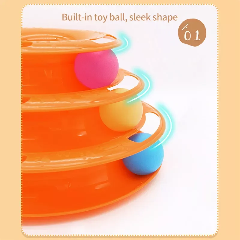 

2023 Cat Toy Tower Three-Layer Round Cat Turntable with Three Balls Cat Intelligence Amusement Triple Teaser Puzzle Track Toy Ju
