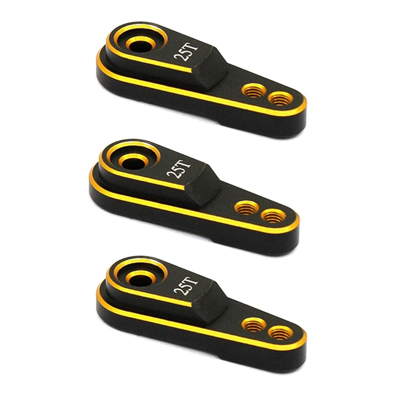 

3X Hard Aluminum Alloy 25T M3 Steering Link Servo Arm Horn For 1/10 RC Crawler Traxxas TRX4 Metal Upgrade Parts,Gold