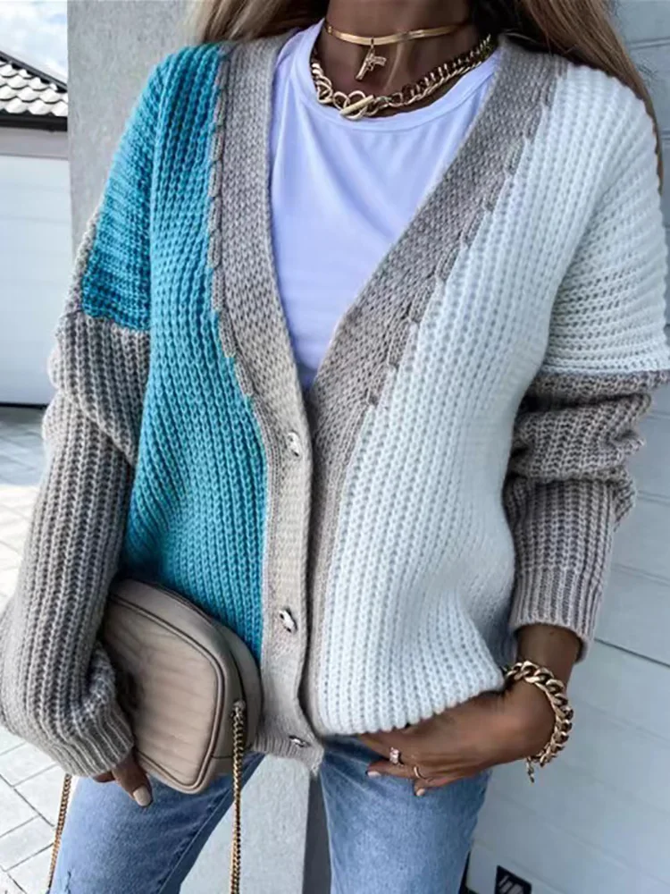 

Women Buttoned up Autumn Sweater V-Neck KNitted Cardigans Women 2022 Fall Winter Sweater Street For Women
