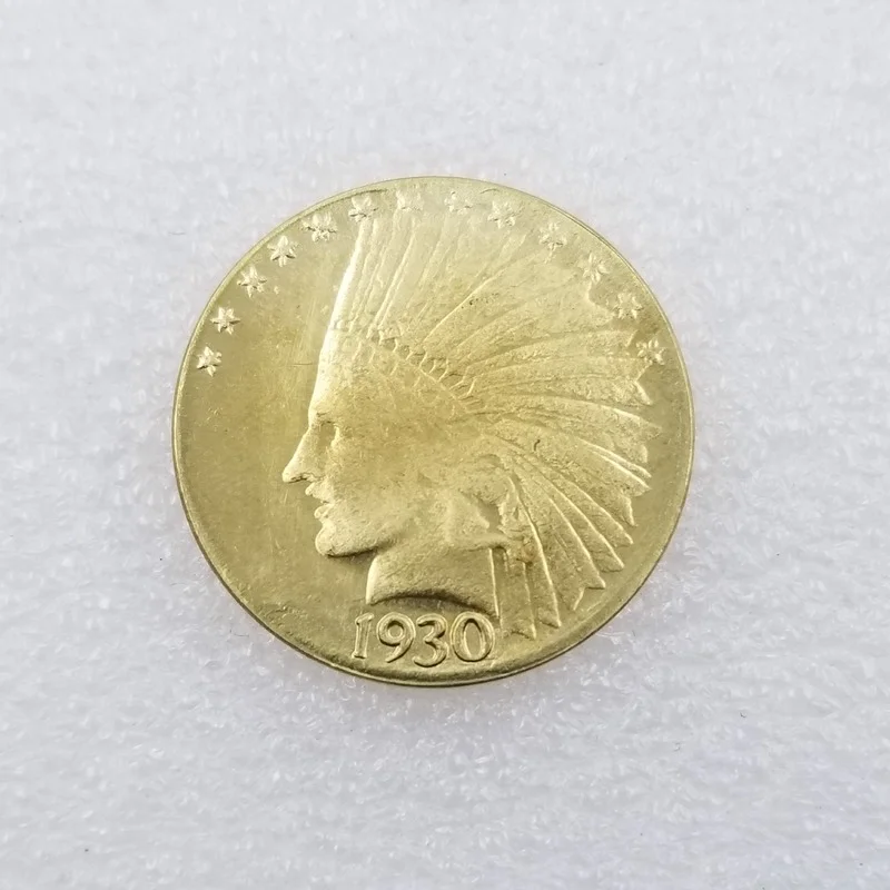 

American 1930 10 Dollars Brass Gold-plated Commemorative Collectible Coin Gift Lucky Challenge Coin