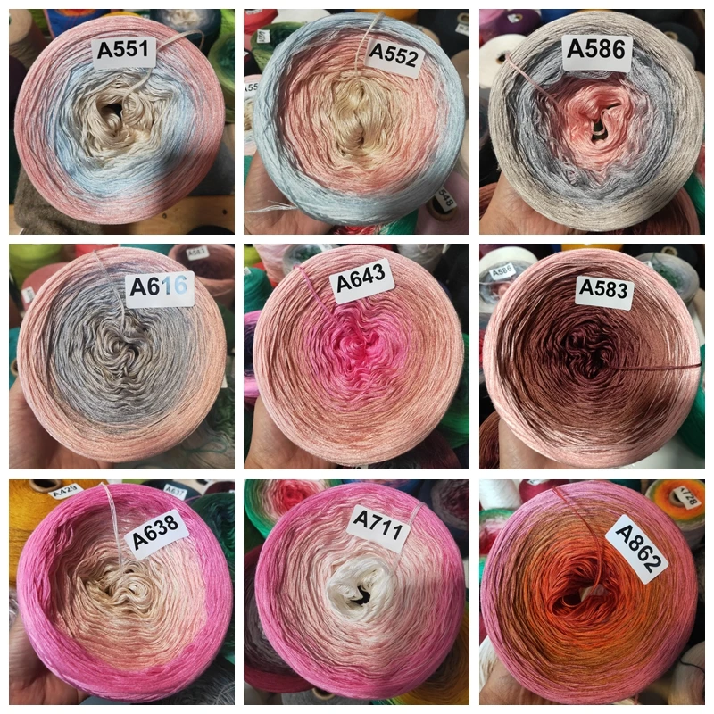300 г/шарики мерсеризованная Органическая хлопковая градиентная пряжа для торта
