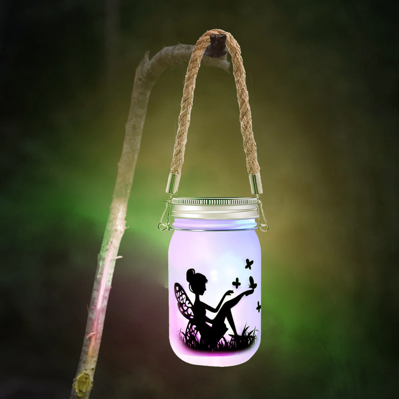 

Садовый фонарь Mason Jar на солнечной батарее, наружная подвесная сказочная лампа из матового стекла, водонепроницаемое садовосветодиодный св...