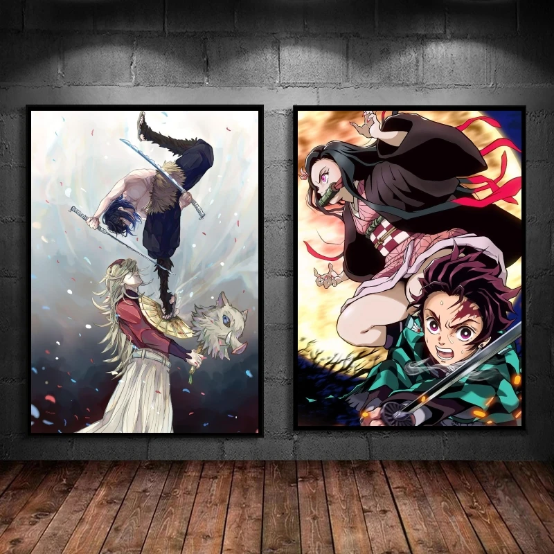 

Hot Anime Demon Slayer Nezuko Zenitsu Canvas Posters Vintage Room Bar Cafe New Year Decor Gift Funny Prints Art Wall Paintings