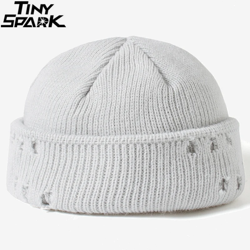 Шапки мужские в стиле хип-хоп Харадзюку вязаные с дырками простые Осень-зима 2021