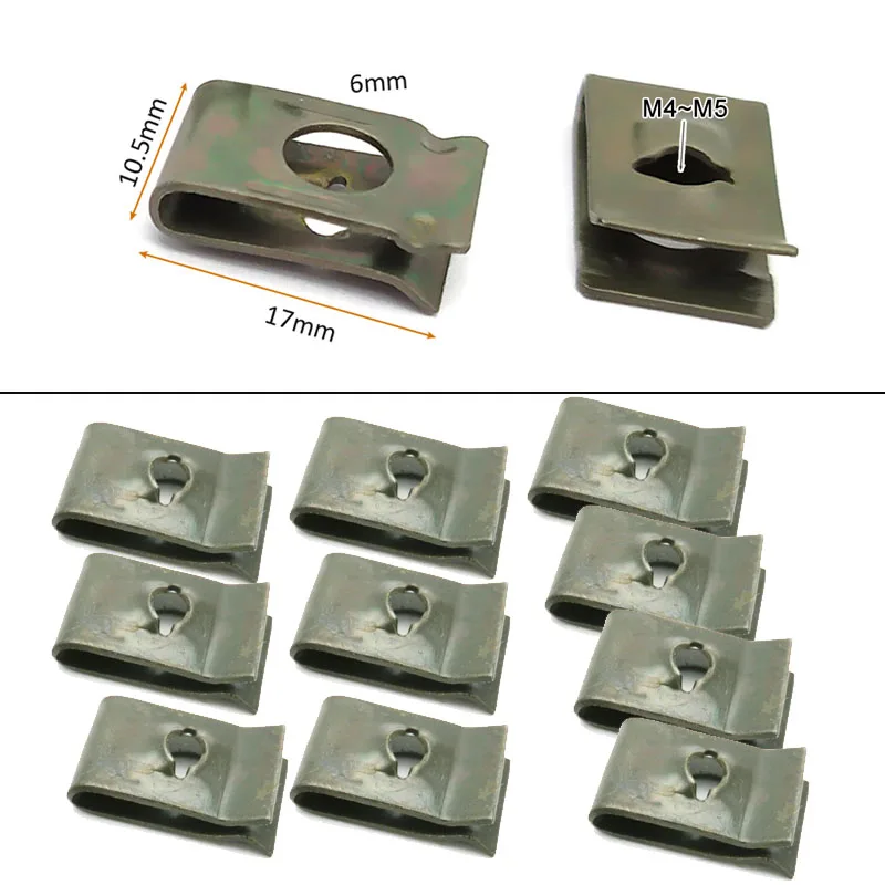 10 шт., автомобиль, мотоцикл, скутер, квадроцикл, мопед, электронный велосипед, пластиковая крышка, металлический фиксатор, 6 мм, U-образные зажимы M6 M5 M4