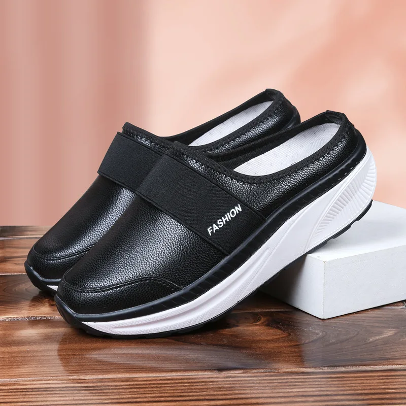

Indoor Couple Slippers Women Antislip Platform Leather Waterproof Home Shoes Floor Ladies Cotton Slipper