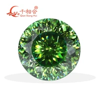 11mm louver cut more 100 cutting faced green color yellow light round moissanite loose stone