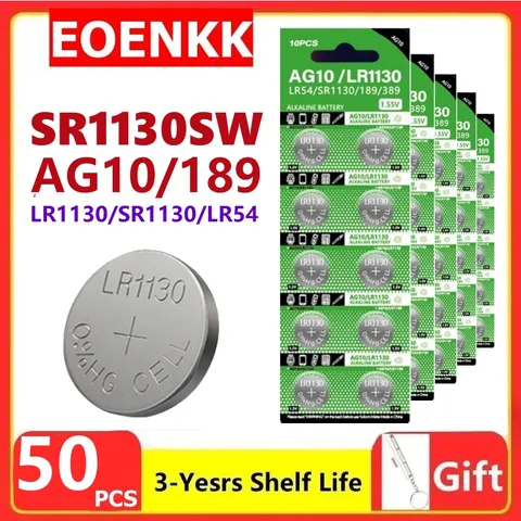 Батарейки AG10 LR1130 высокой емкости 2-50 шт., батарейки LR1130 LR54 SR1130 1,55 в, кнопочные батарейки, батарейки для часов, калькуляторов, лазеров