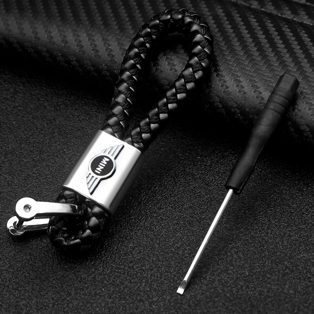 

Premium Hand Braided Car Styling Key Leather Keychain Car Accessories For Mini Cooper S 2011 2012 2013 R56 R50 R53 F56 F55 R60