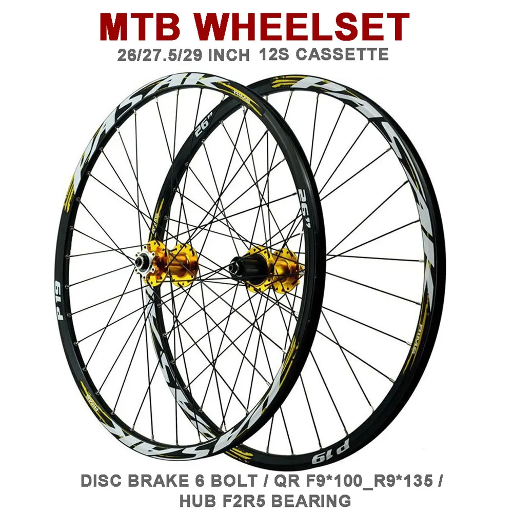 

MTB Mountain Bike Wheelset 26/27.5/29 in Disc Brake Sealed Bearing Bicycle Front Rear Wheel 7-12 Speed Cassette 32H Rim