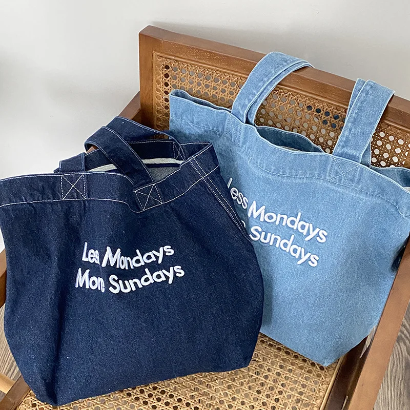 

New Letter Canvas Women's Bag Fashion Handbag Large Capacity Leisure Tote Bag Vintage Denim Shoulder Bag