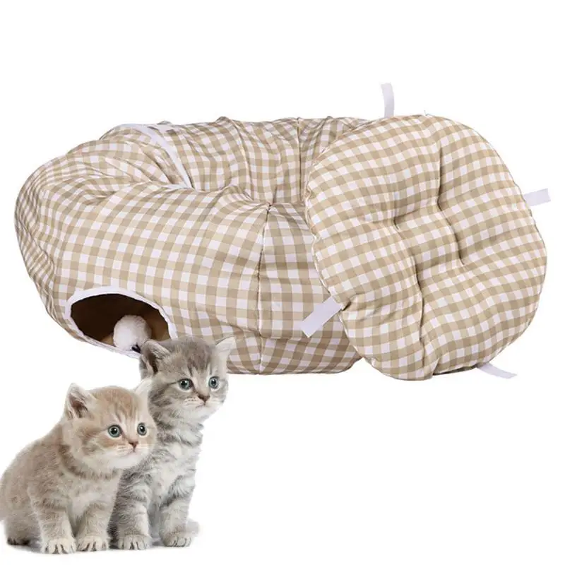 

Cat Donut Bed Cat Cave Tunnel Foldable Multifunctional Nest Cat Toy Bed 2 Entrances For Pet Owners Veterinary Hospitals Living