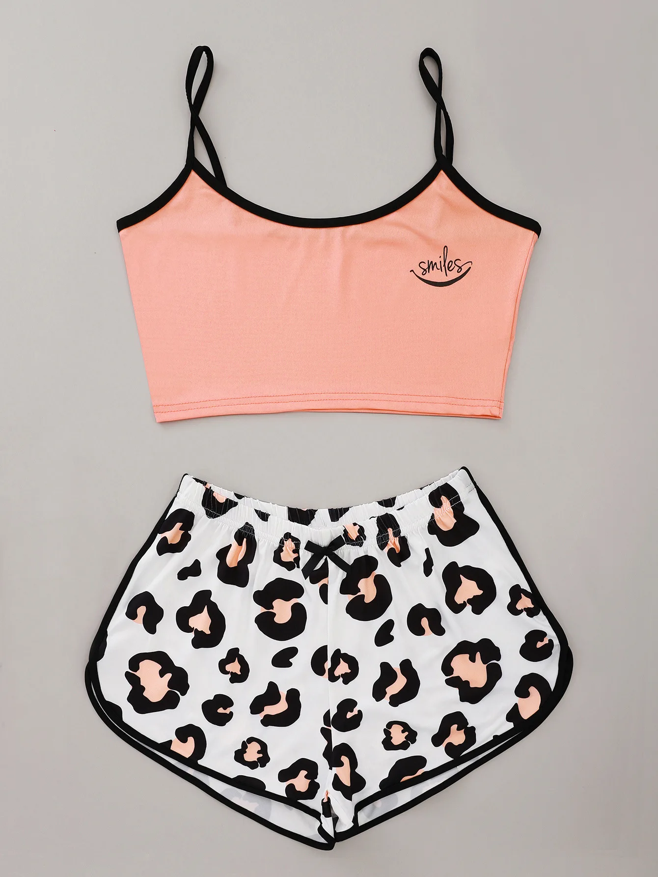 Alphabet Print Halter Top And Leopard Print Pants Home Clothing Nightdress Set Stylish Sexy Home Women Underwear Nightdress Set