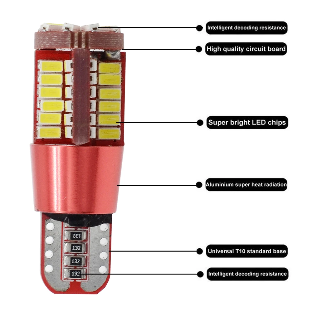 Фото Автостайлинг T10 W5W, 2 шт., лампы Canbus светодиодный 194 57SMD 4014, мерцающие клиновидные лампы 12 В постоянного тока, парковочные боковые фонари, аксессуары для автомобиля №4
