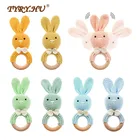 TYRY.HU 1 шт. Детский Маленький кролик деревянный Прорезыватель мобильное кольцо для детской коляски DIY связанная крючком погремушка пустышка Браслет Прорезыватель без БФА