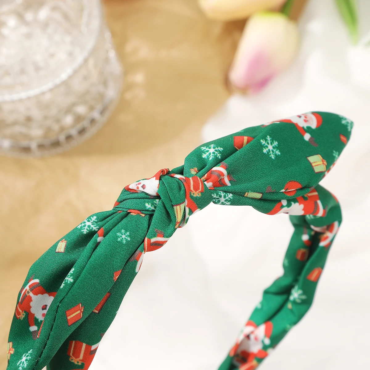 Модная повязка на голову с принтом Санта Клауса мягкая широкая аксессуары для