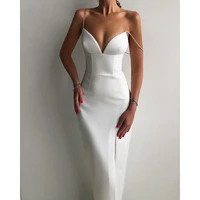 new summer women white bodycon bandage dress sexy v neck spaghetti strap club celebrity evening runway party long dresses mujer