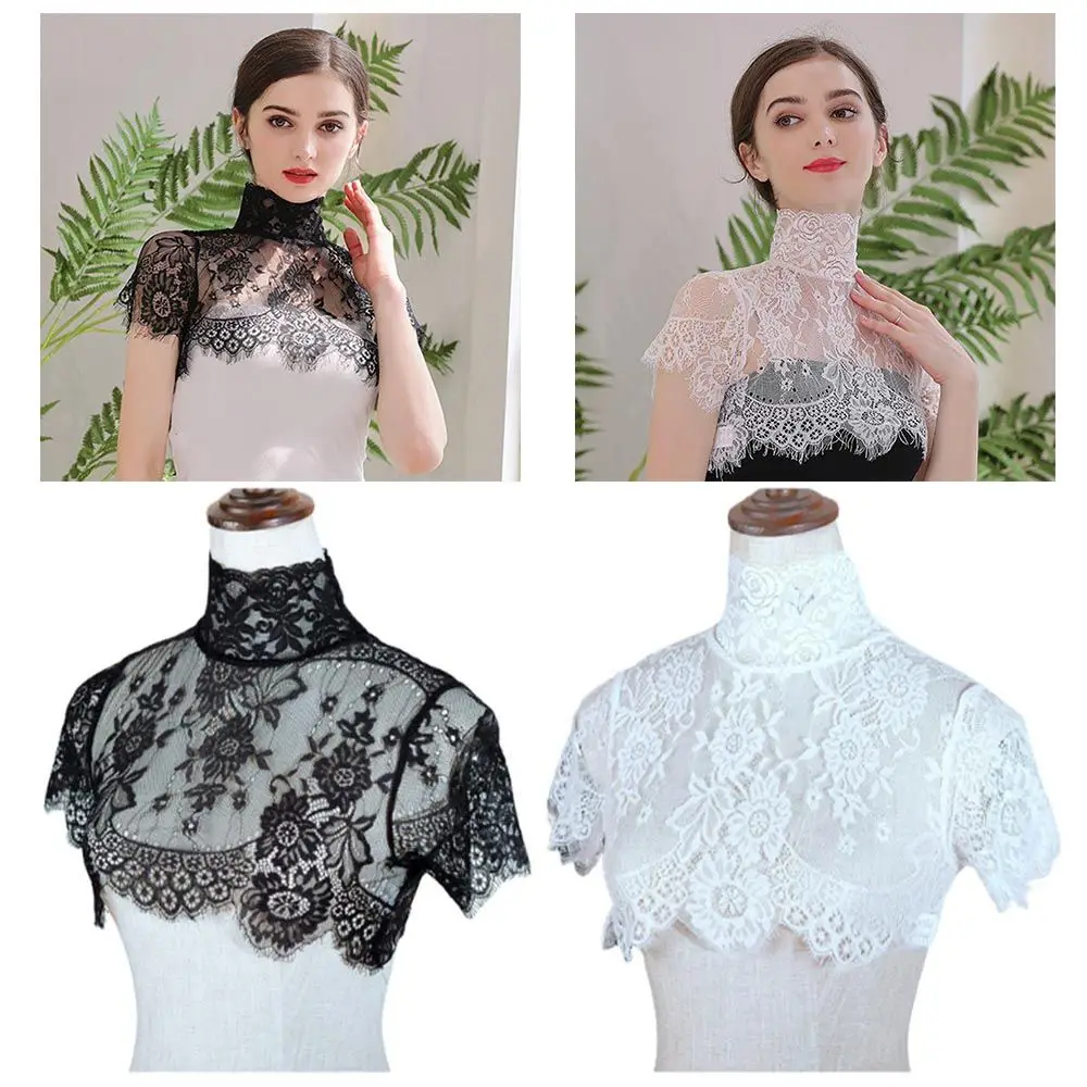 

Women Lace Decorative Wedding Dress Detachable Neck Cover Half Shirt Fake Collar