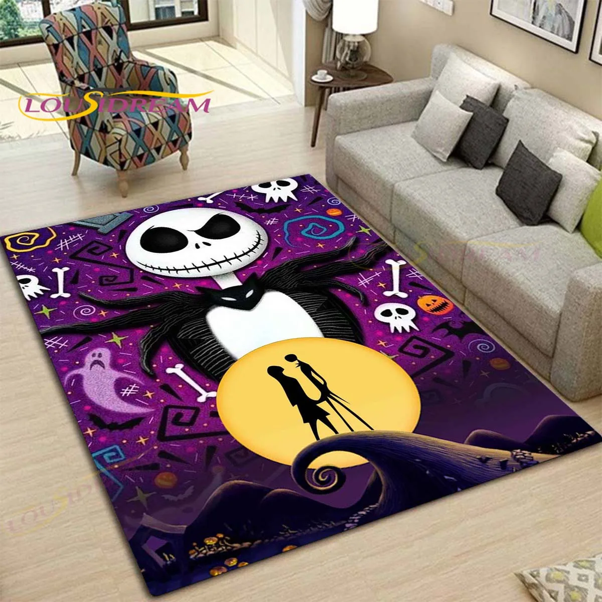

Horror Series Nightmare Before Christmas Jack Pattern Area Rug Bedroom Sponge Bedside Mat Entrance Door Carpet Washable